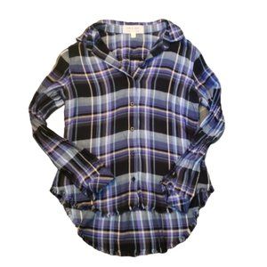 🎉👶 CLOSET SALE 👶🎉 Cloth & Stone Plaid Purple Distressed Button Down